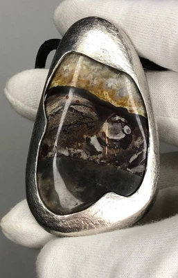 Vintage Damen Silber Anhänger mit Stein Echtschmuck Handarbeit Silber 925 - Bild 1 von 4