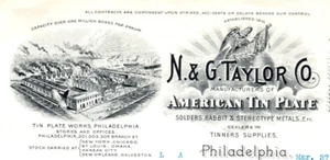 American Tin Plate Solder Babbit Metals Letterhead NG Taylor Philadelphia c.1897 - Picture 1 of 3