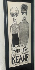 Margaret & Walter Keane 'Latest Paintings' Art Show Ad Poster Lithograph VTG 60s - Picture 1 of 4