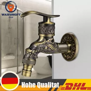 Wasserhahn Garten Antik 1/2Zoll Messing Wandmontage Drache Geschnitzt Wasserhahn - Bild 1 von 16