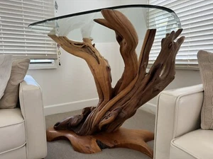 Tree root dining table +4 solid oak stools-Great used Condition - Picture 1 of 2