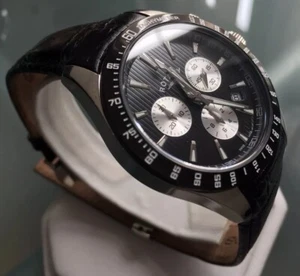 Herren Original Rotationschronograph Schweizer schwarz Leder GS00055/04 Designeruhr - Bild 1 von 12