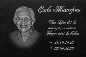 GRABPLATTEN Grabmal Grabschmuck Grabstein-016 ►Ihr Foto + Text Gravur◄30 x 20 cm - Bild 1 von 3