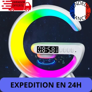 Réveil Lampe LED Multifonction Station de charge sans fil Haut Parleur - Photo 1/7