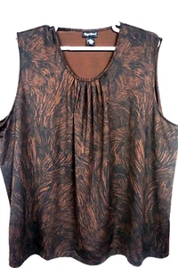 MAGGIE BARNES DAMEN BRAUN & SCHWARZ BEDRUCKTES TANK TOP/GR. 4X (30-32W)/GEBRAUCHT - Bild 1 von 2