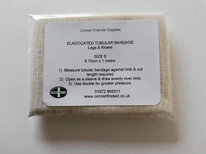 ELASTICATED TUBULAR BANDAGE - SIZE E - 8.5CM X 1M - SMALL THIGH - MEDIUM KNEE - Picture 1 of 2