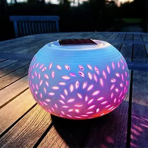 Lanterna Solare Ceramica Luce LED Tavolo Elegante Bianco & Cambio Colore - Foto 1 di 26
