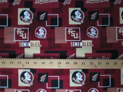 FLORIDA STATE UNIVERSITY FSU SEMINOLES BLOCKS LOGO COTTON FABRIC BTHY - Image 1 of 4