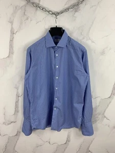 Camisa Castangia Para Hombre Azul/Blanco Rayas Vestido Abotonado Puños Franceses Talla 18/45 - Imagen 1 de 12