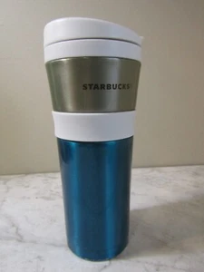 Starbucks 2011 Insulated FlipTop Hard Plastic/Metal Tumbler 10oz Teal - Picture 1 of 5