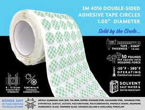 3M 4016 DOUBLE SIDED ADHESIVE CIRCLES, 1.00” DIAMETER, SOLD BY THE CIRCLE - Picture 1 of 1