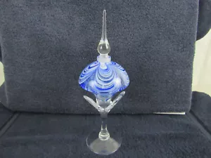 Vtg. Royal Limited Crystal Perfume Bottle. Blue Swirl Art Glass. 10 In Tall. - Picture 1 of 12