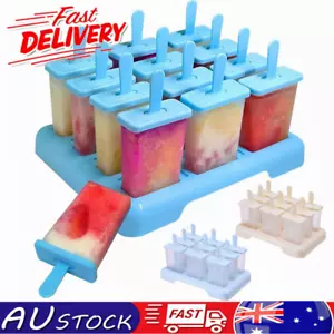 Ice Cream Mold 9Cells Block Moulds Icy Pole Jelly Pop Popsicle Maker Mould Tray - Picture 1 of 25