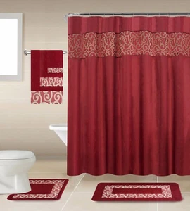 18 Piece Shower curtain set with Geometric design Made of 100% polyester.(Jesse) - Picture 1 of 1