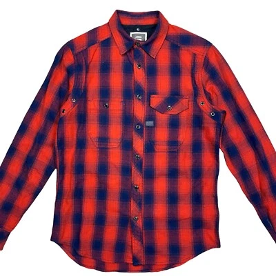 Camisa G-Star Raw Wolker Botón a Presión Manga Larga Sobrecamisa Roja a Cuadros Para Hombre Pequeña Foto 1 de 4