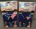 American Pride Suspenders By Solaray American Flag Pattern Patriotic FLY USA NEW
