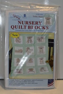 Kit de bloques de edredón arte aguja Jack Dempsey bebé guardería ositos de peluche 12 piezas Foto 1 de 4