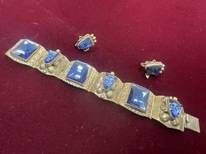 Pulsera y pendientes de plata de ley .925 con piedras azules - Taxco Hecho en México - Imagen 1 de 14