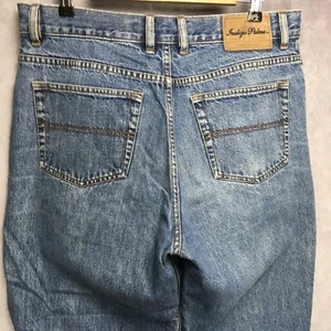 Indigo Palms Mens Jeans Blue 34x30 Relaxed Fit Cotton Denim Cuff Wear Casual - Picture 1 of 11