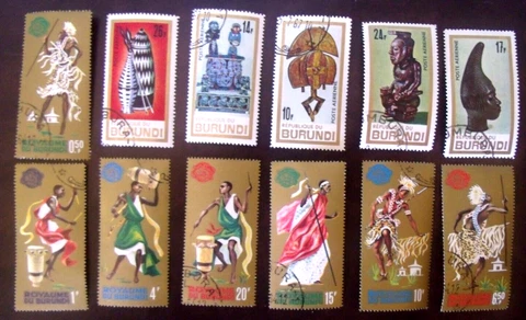 1965 Burundi Stamps   Lot#D118  1967 African Art and 1965 Dance Cover