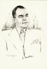 1947 Soviet card portrait of Russian dramatist and writer Vsevolod Vishnevsky