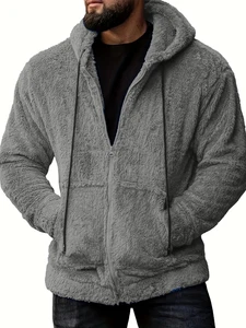 Para hombres Atlético Cálido Peludo Suave Forrado Polar Cremallera Suéter Chaqueta Sudadera con Capucha Cárdigan - Imagen 1 de 23