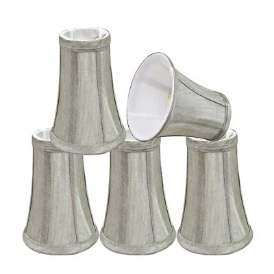 Aspen Creative 30246-5A, Bell Clip-On Chandelier Lamp Shade, Silver-Grey, 2 1... - Image 1 of 4
