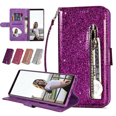 Bling Glitter Wallet Leather Case Magnetic Flip Cover For iPhone 14 13 12 11 8 7 - image 1 of 4