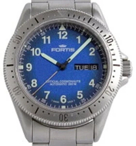 FORTIS 610.22.158 Cosmonaut Wristwatch Automatic Blue Silver Watch Men's Used - Picture 1 of 10