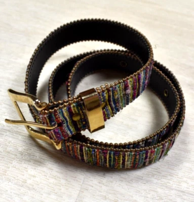 Accesorios Elite Años 80 Cinturón Rayas Lámina Brillo Dorado Rock n Roll Talla Mediana De Colección Foto 1 de 4