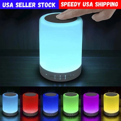 Touch Bedside Lamp - with Bluetooth Speaker, Dimmable Color Night Light, Outdoor - Image 1 of 4