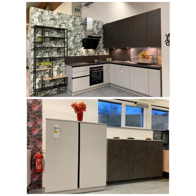 Nolte Ausstellungsküche  F17 Platingr softm + 244 Zement Anthrazit NUR HOLZTEILE - Bild 1 von 4