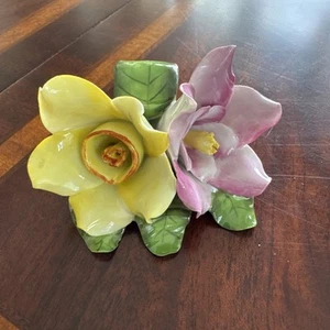 Herend Porcelain Yellow + Pink Flowers Hand Painted Hungary 172 - Picture 1 of 13