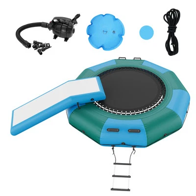 VEVOR 10ft Inflatable Water Trampoline Swim Platform Bounce with Slide Pool Lake - Image 1 of 4