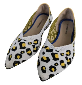 Jet' accompagne toujours Leopard Print Knit Women’s Slip on Flat Shoes Size 7.5 - Picture 1 of 17
