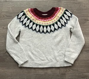 Marine Layer Sweater Womens Medium Fair Isle Pullover Crewneck Wool Blend Knit - Picture 1 of 7