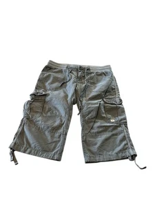 Rusty Women’s Cargo Shorts Size 14 Grey Pockets Long Y2K Surf Logo Style City - Picture 1 of 5