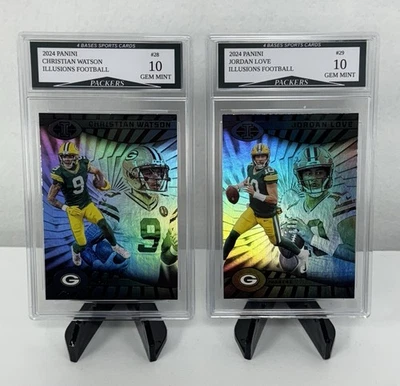 2024 Panini Illusions Jordan Love Christian Watson Juego de 2 Cartas Equipo Gema Como Nuevo 10! Foto 1 de 3