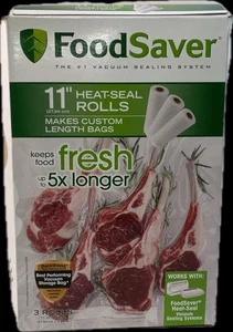 FoodSaver 3-11” X 16 pies rollos bolsas de sellado térmico al vacío multicapa libre de BPA - Imagen 1 de 4