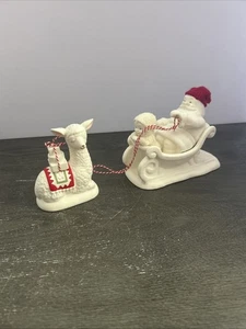 Slitta Babbo Natale Dept 56 Snowbabies "Santa's Llama Drama" - Foto 1 di 7