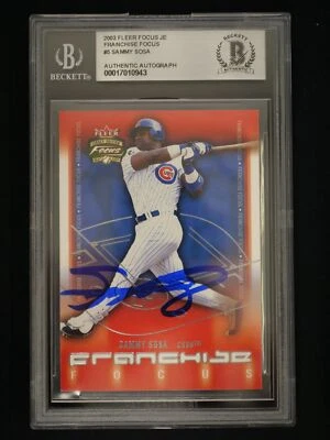 2003 Fleer Focus JE #5FF Sammy Sosa Franchise BAS Hand Signed Authentic Auto - Image 1 of 2
