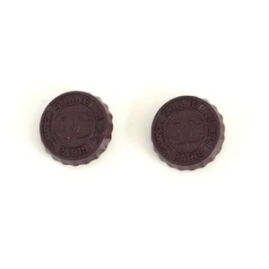 CHANEL Buttons Dark Brown Soda Cap Metal with CC Logo, 20mmx2, Authentic, NEW - Picture 1 of 3