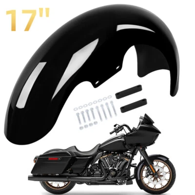 17" Vivid Black Front Fender For Harley Touring Electra Street Glide Road King Foto 1 de 4