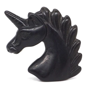 2" Unicorn Figurines Black Obsidian Crystal Healing Natural Stone Hand Carving - Picture 1 of 5