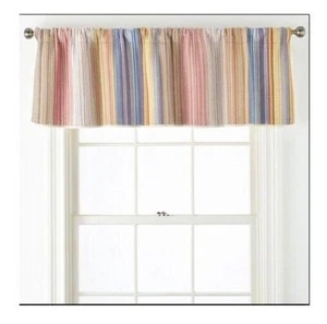 Hudson & Main Casen Cotton Quilted Striped Rod Pocket Tailored Valance 60" x 18" - Picture 1 of 7