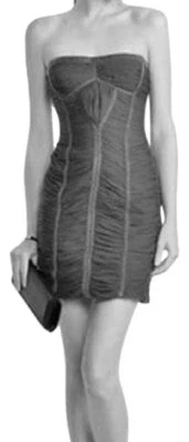 VESTIDO DE SELA "BCBG MAX AZRIA" AZUL RUCHED ESPARTILHO TULE COQUETEL TAMANHO: 2 NOVO COM ETIQUETAS US$ 134 - Imagem 1 de 4