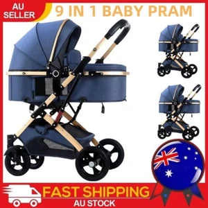 Foldable Baby Pram Stroller Newborn Carriage Pushchair Infant Bassinet & Capsule - Picture 1 of 13