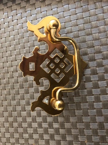 VINTAGE METAL DOOR HANDLE/BRASS? or COPPER? DOOR PULL-HANDLE/6" WIDE,VERY HEAVY Cover