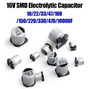 Condensador electrolítico de aluminio de parche de 16 V SMD 10/22/33/47/100/150/220/330-1000UF - Imagen 1 de 18