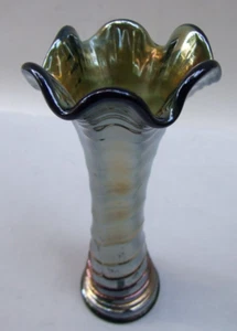 Carnival Glass Black Amethyst Imperial Ripple Vase - Picture 1 of 12